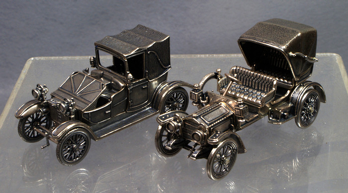 2 sterling silver Franklin Mint car