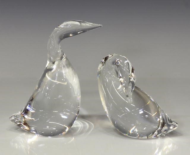 (2) STEUBEN ART CRYSTAL SWAN FORM