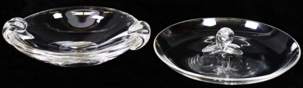 (2) STEUBEN COLORLESS ART GLASS