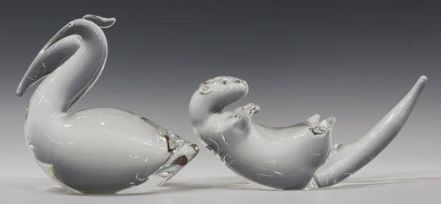 2) STEUBEN COLORLESS ART GLASS