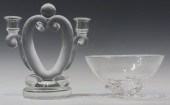 (2) STEUBEN COLORLESS ART GLAS