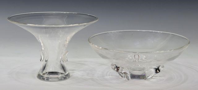 (2) STEUBEN COLORLESS ART GLASS