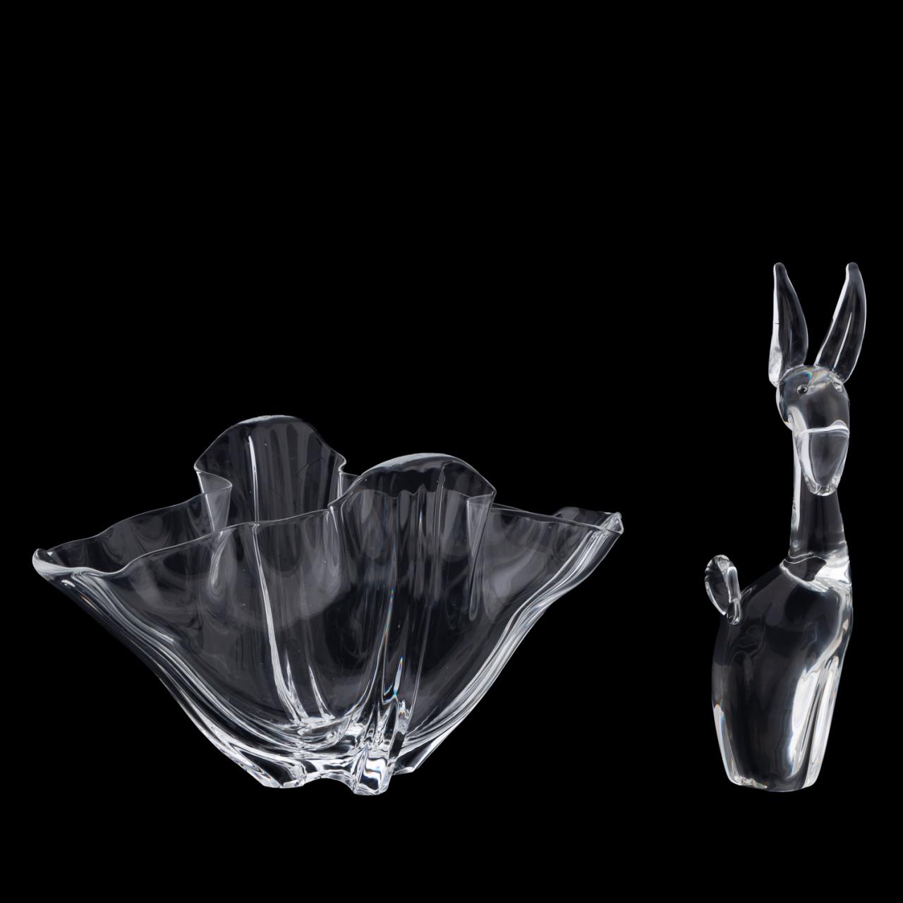 2 STEUBEN COLORLESS PIECES DONKEY &
