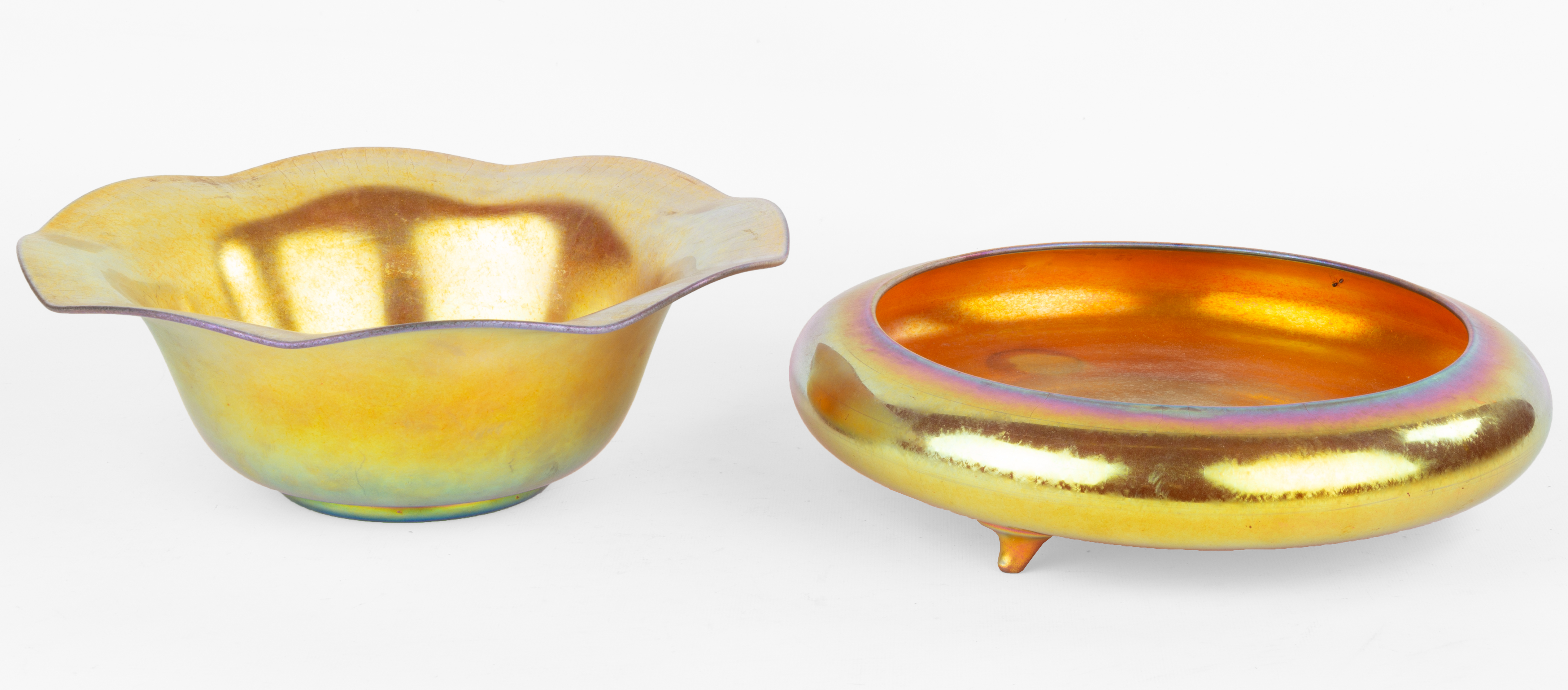 (2) STEUBEN GOLD AURENE CENTER
