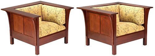 2 STICKLEY PRAIRIE ARMCHAIRS, EX