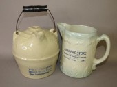 2 STONEWARE ADVERTISING VESSEL