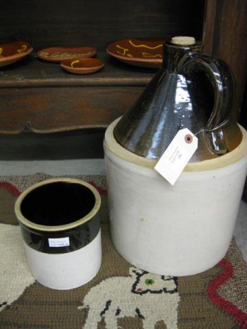 2 Stoneware Items 16'' jug and