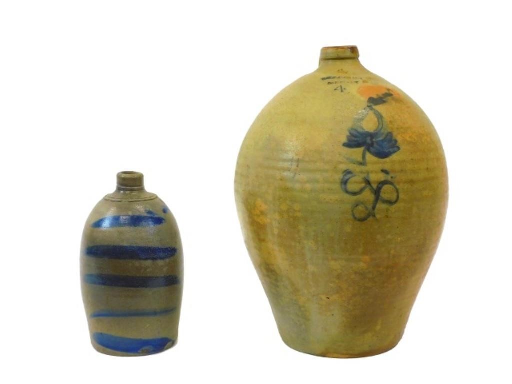 (2) STONEWARE JUGS. 19TH-CENTURY.