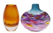 (2) STUDIO ART GLASS VASES, M.