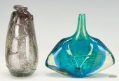 2 STUDIO ART GLASS VASES, DAN