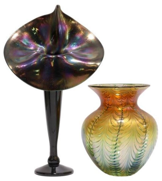 (2) STUDIO BLOWN ART GLASS VASES
