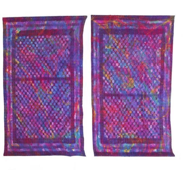 (2) SUE BENNER HAND-DYED SILK