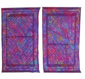(2) SUE BENNER HAND-DYED SILK