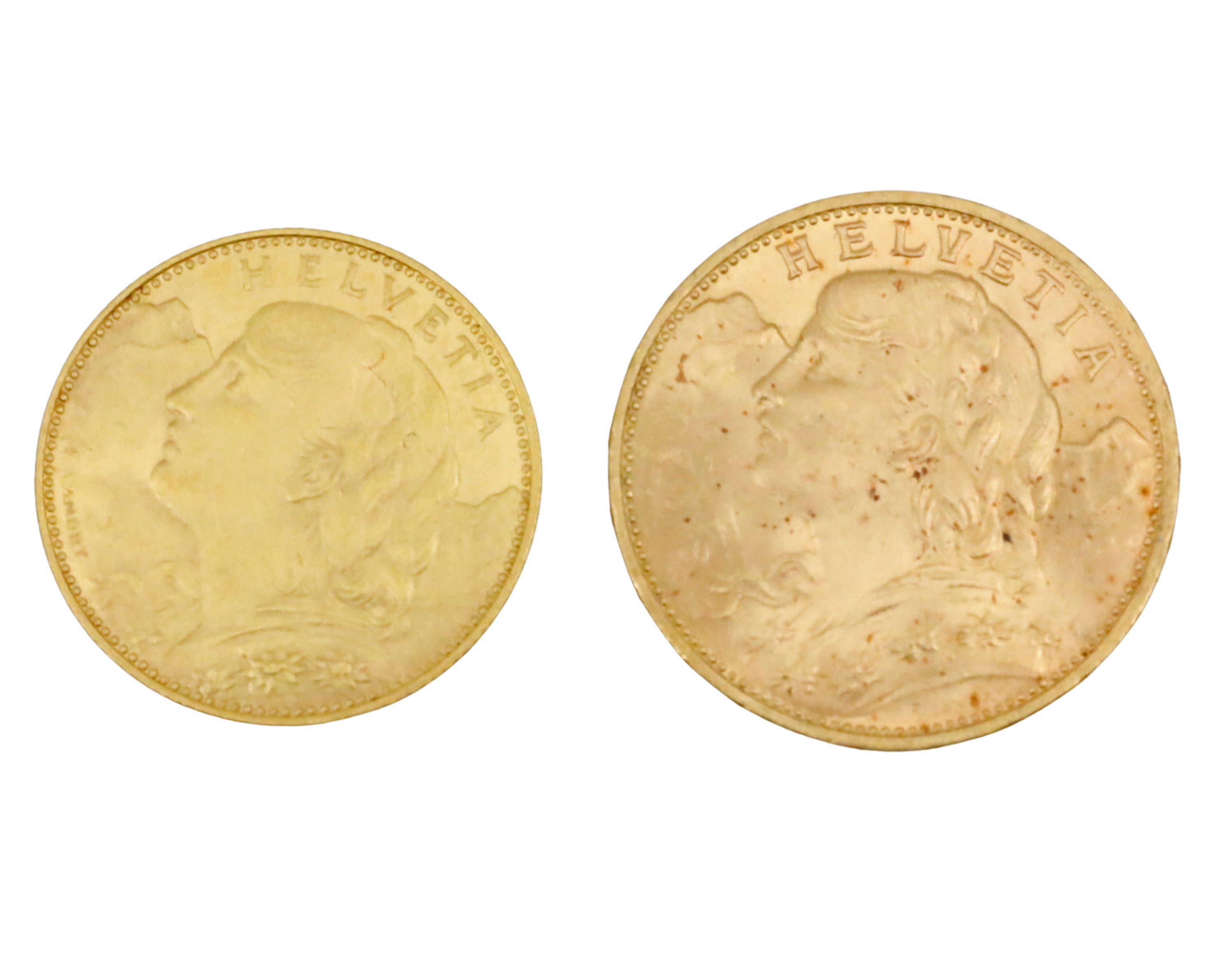 2 SWISS GEM PROOF GOLD FRANC