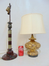 2 TABLE LAMPS, GILT PLASTER BA