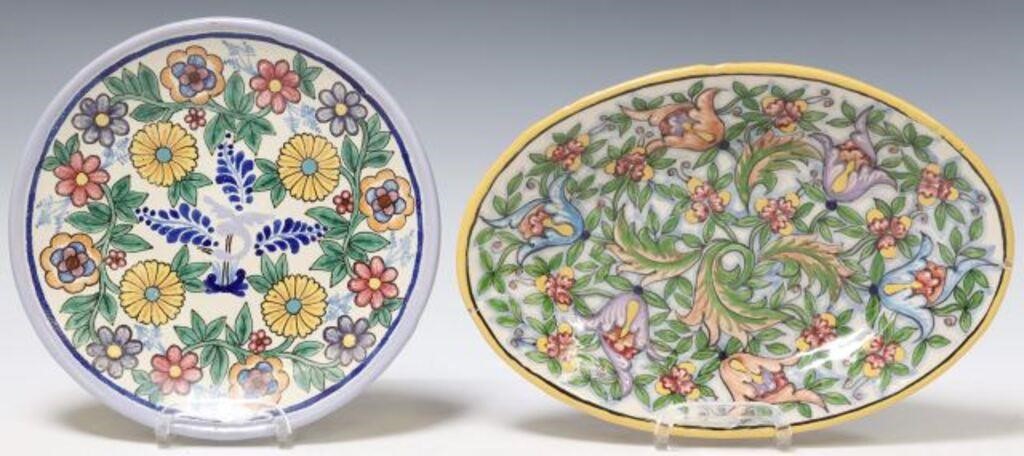 (2) TALAVERA POTTERY PLATE &
