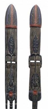 (2) TALL AFRICAN CARVED MALE &