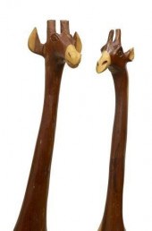 (2) TALL AFRICAN HARDWOOD HAND
