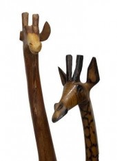 (2) TALL AFRICAN HARDWOOD HAND