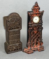 2 TALLCASE SHAPED CLOCK BANKS