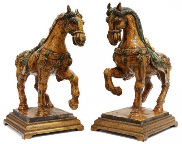 (2) TANG STYLE GLAZED CERAMIC