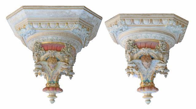 (2) TERRACOTTA PARCEL GILT CHURCH
