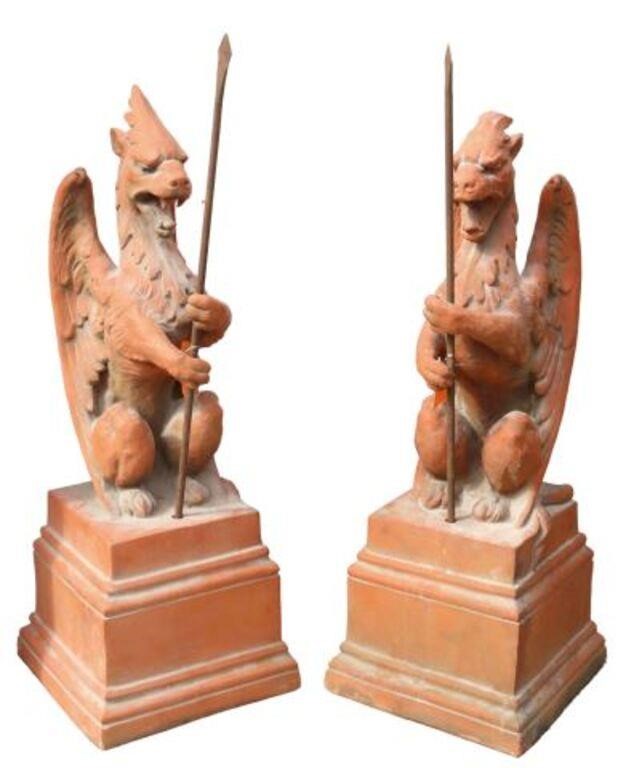 (2) TERRACOTTA RED WELSH DRAGON