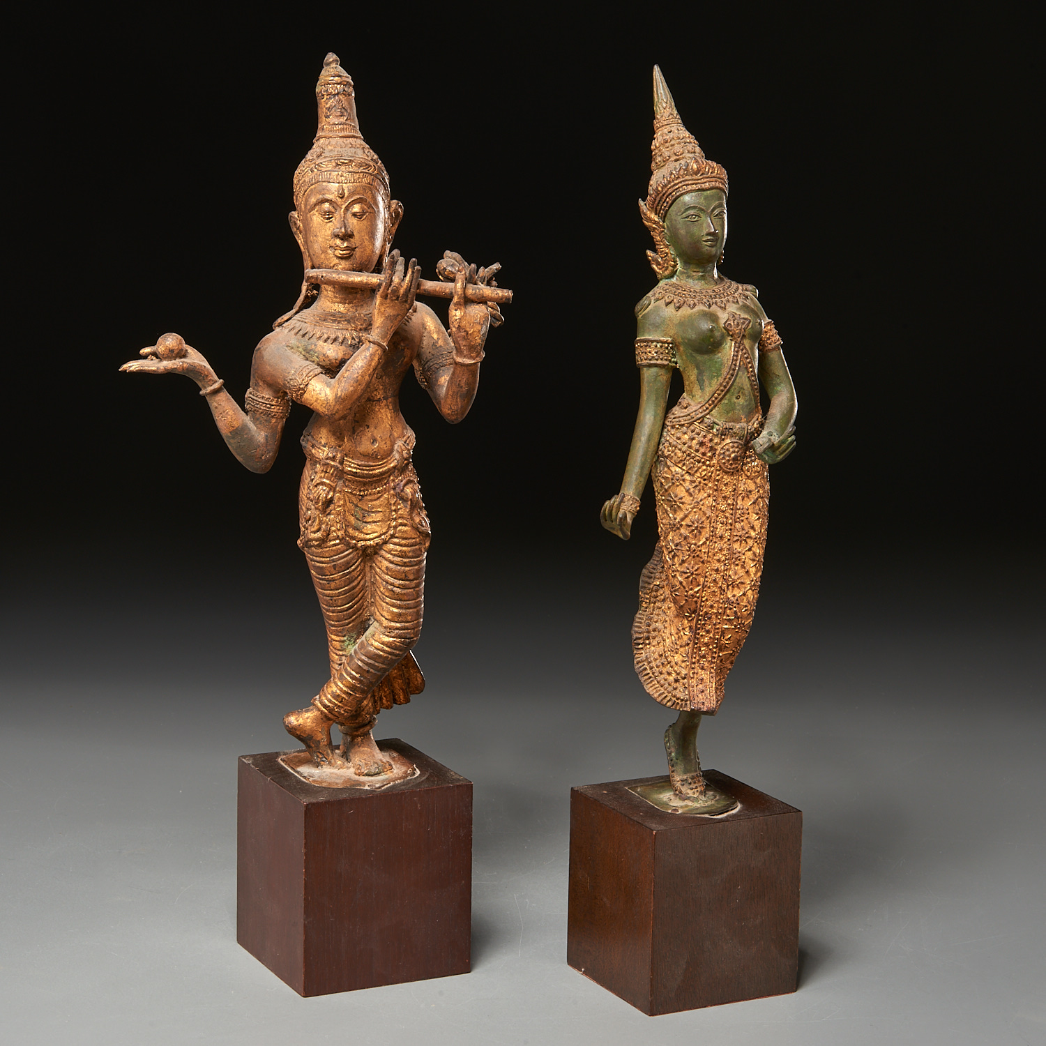 (2) THAI BRONZE STANDING FIGURES