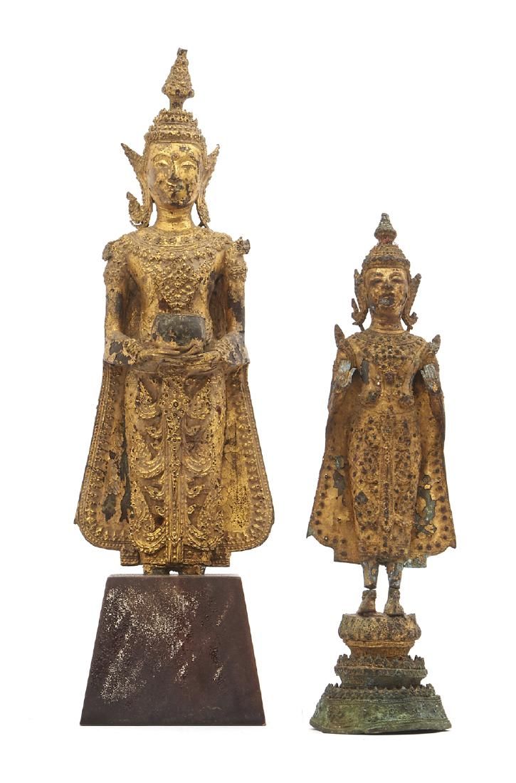 2 THAI GILT BRONZE BUDDHAS,