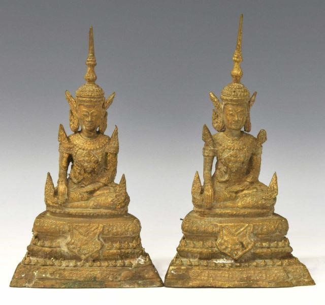 (2) THAI GILT BRONZE SEATED