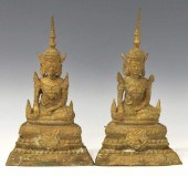 (2) THAI GILT BRONZE SEATED BU