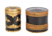 (2) Thai lacquer betel boxes,