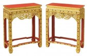 (2) THAI PARCEL GILT & RED LAC