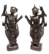 (2) THAI WELL-CARVED HARDWOOD