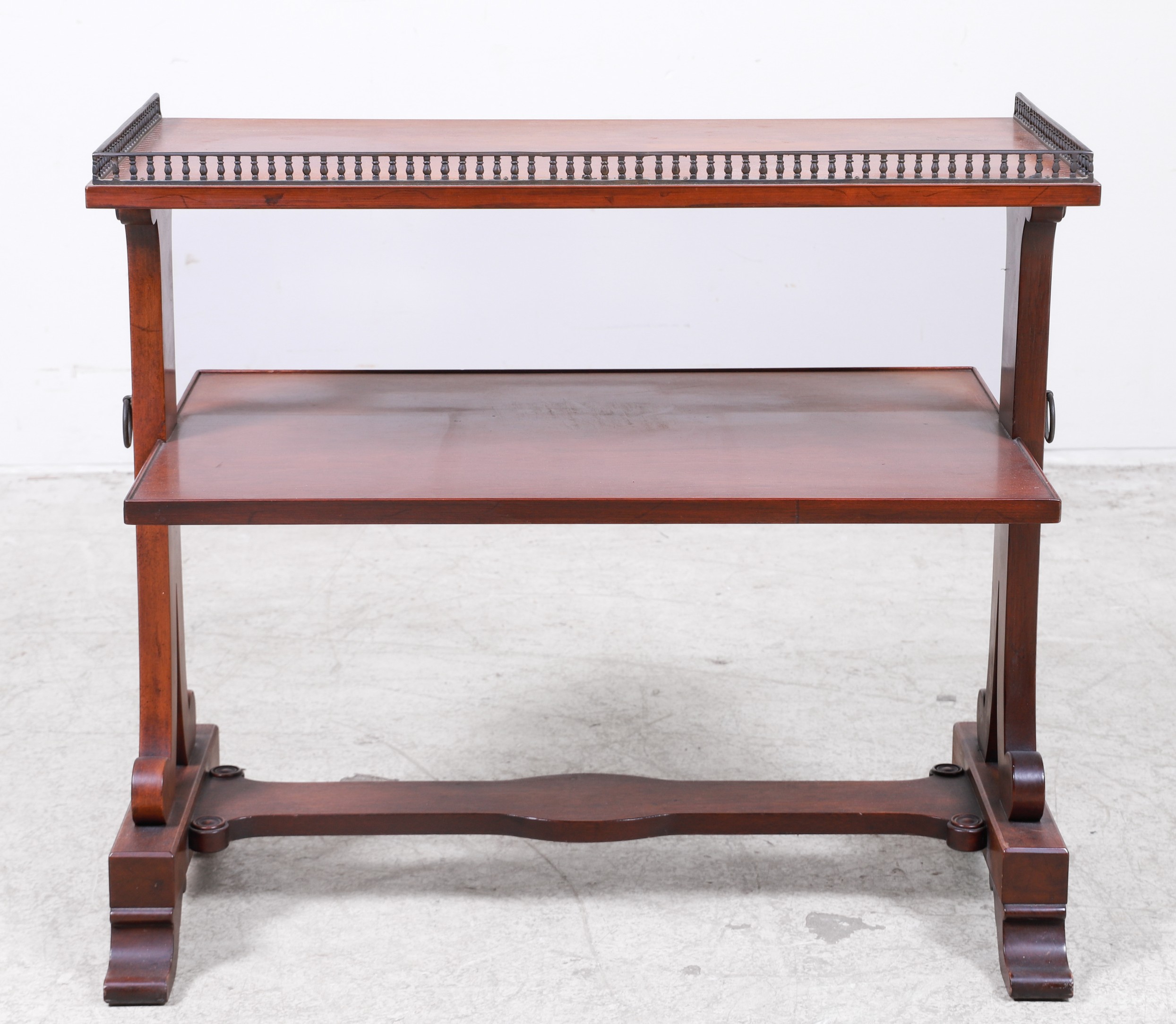 2-tier Mahogany side table, brass