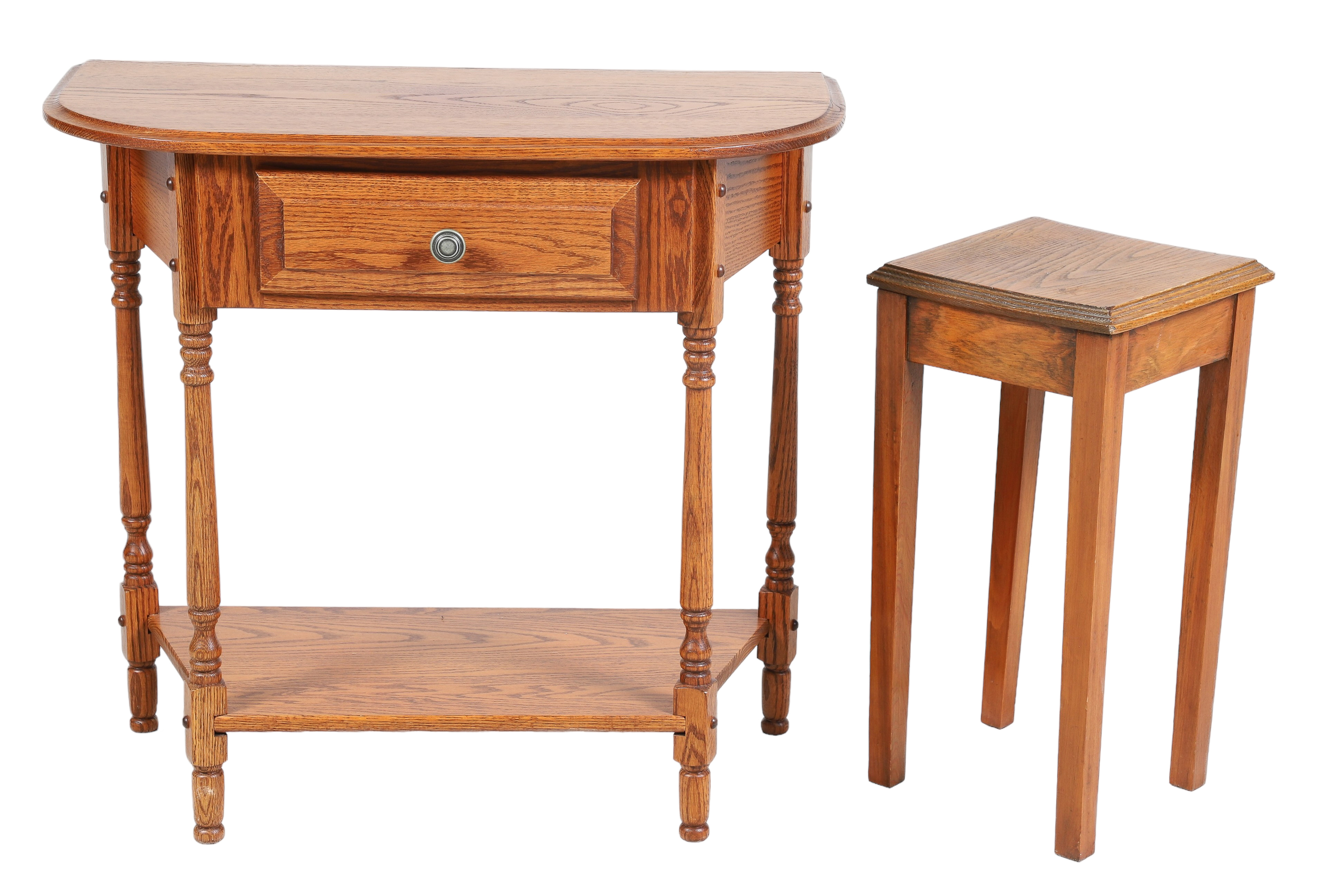 2-tier oak carved one drawer side
