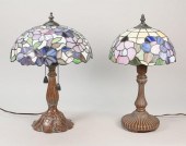 2 TIFFANY STYLE LEADED GLASS L