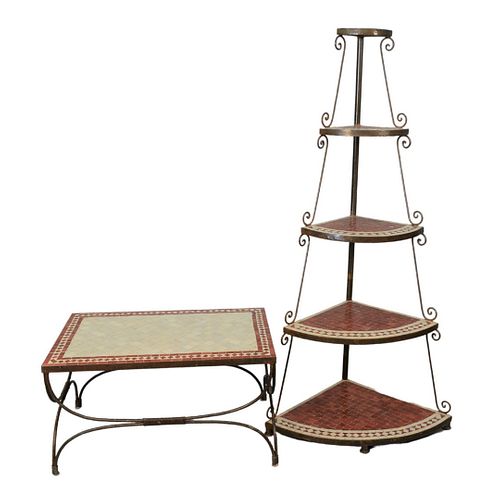 2 TILE TOP STANDS, CORNER FIVE TIER