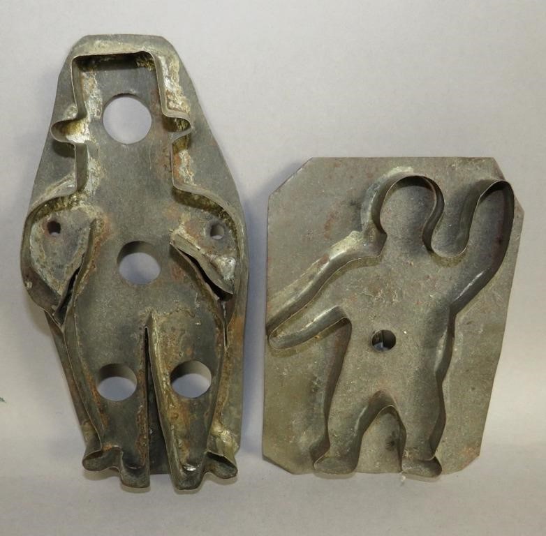 2 TIN FIGURAL COOKIE CUTTERSca.