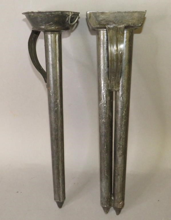 2 TIN HANDHELD CANDLE MOLDSca. late
