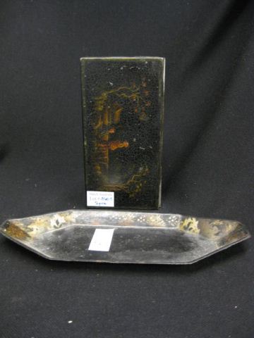 2 Tole Decorated Metal Items