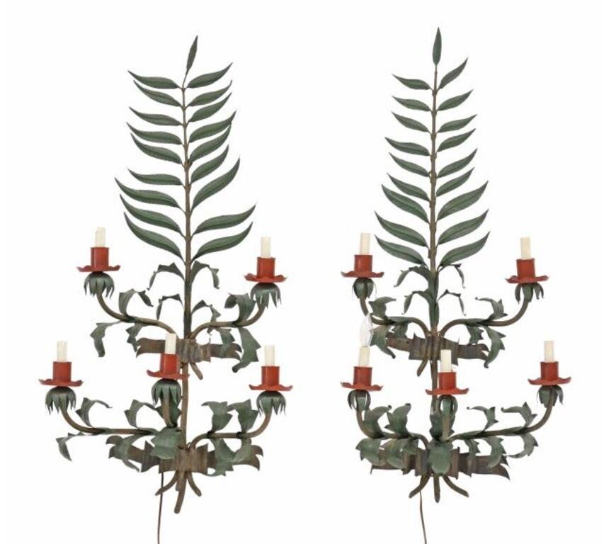 (2) TOLE PAINTED IRON FOLIATE