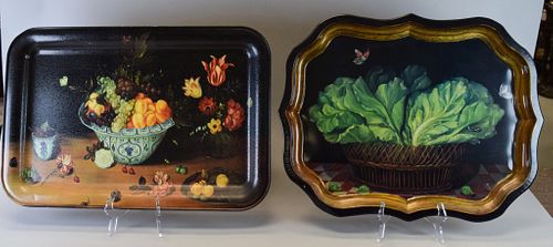 2 TOLE STYLE METAL TRAYSBowl of