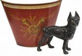 (2) TOLE WASTE BIN & CAST IRON