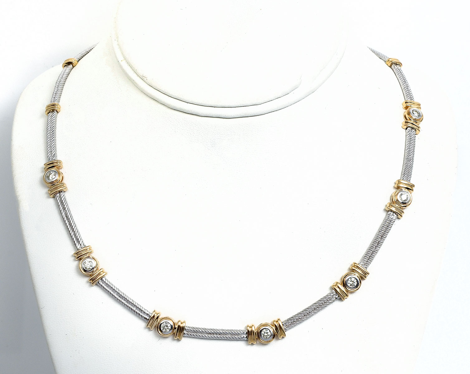 2 TONE 14K & DIAMOND CHARRIOL STYLE