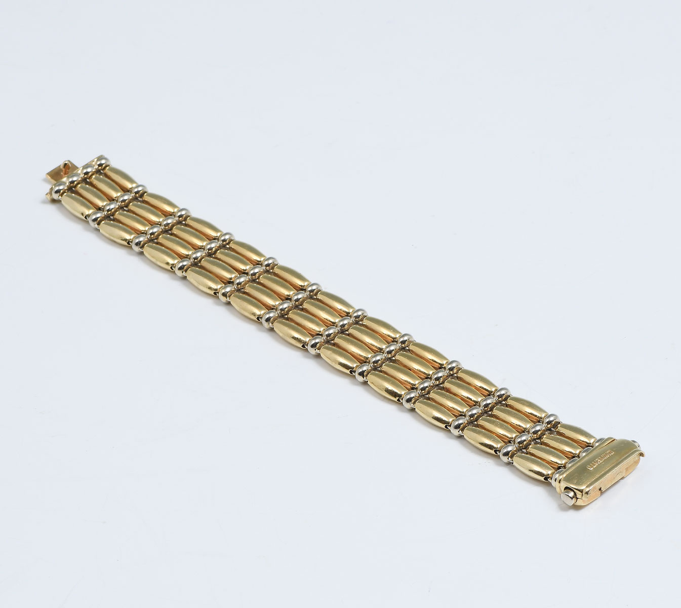 2 TONE 18K CHIMENTO 4 ROW BRACELET: