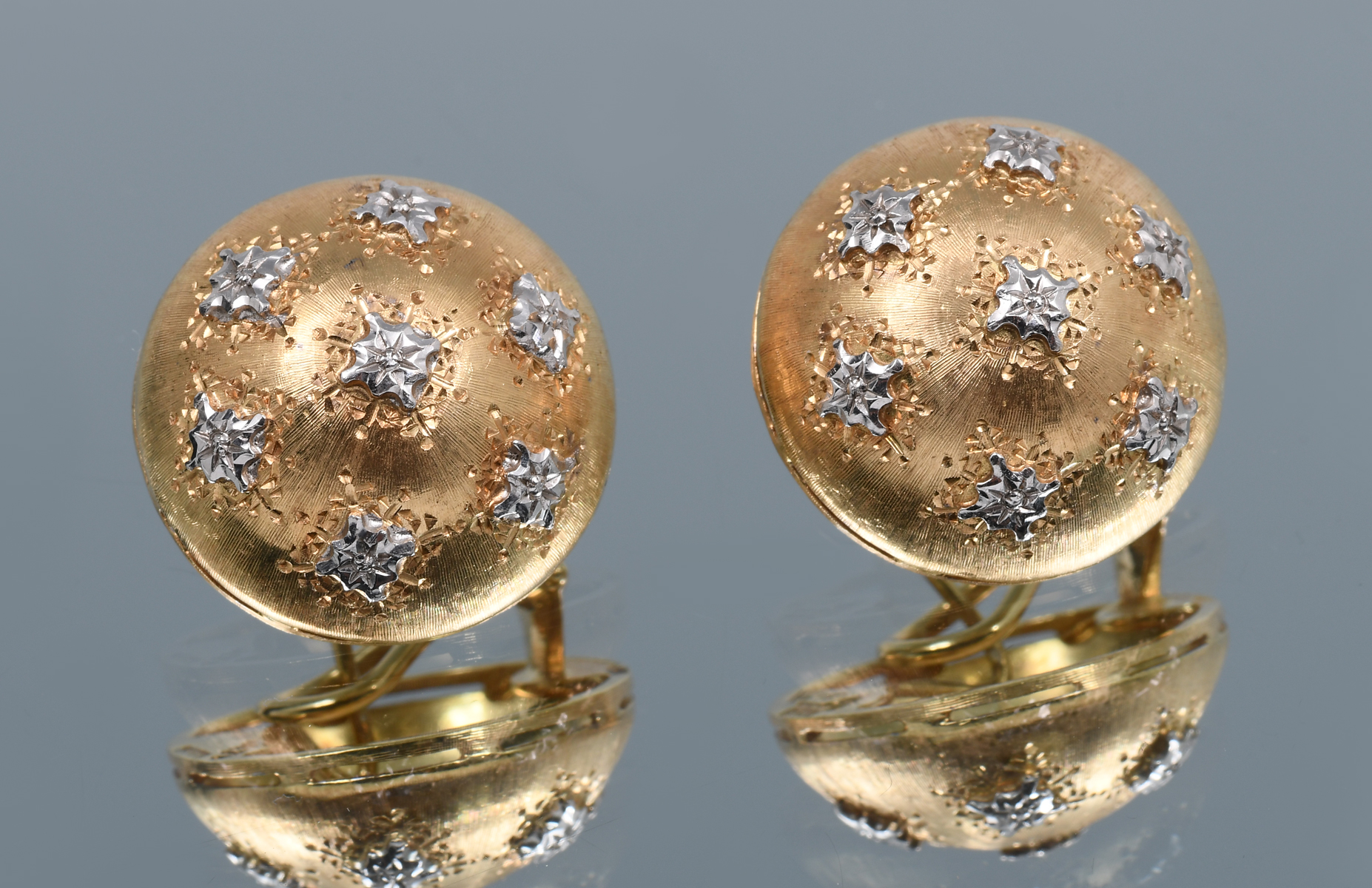 2 TONE 18K DOMED FLORENTINED