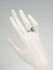 2 TONE 18K EMERALD & DIAMOND R