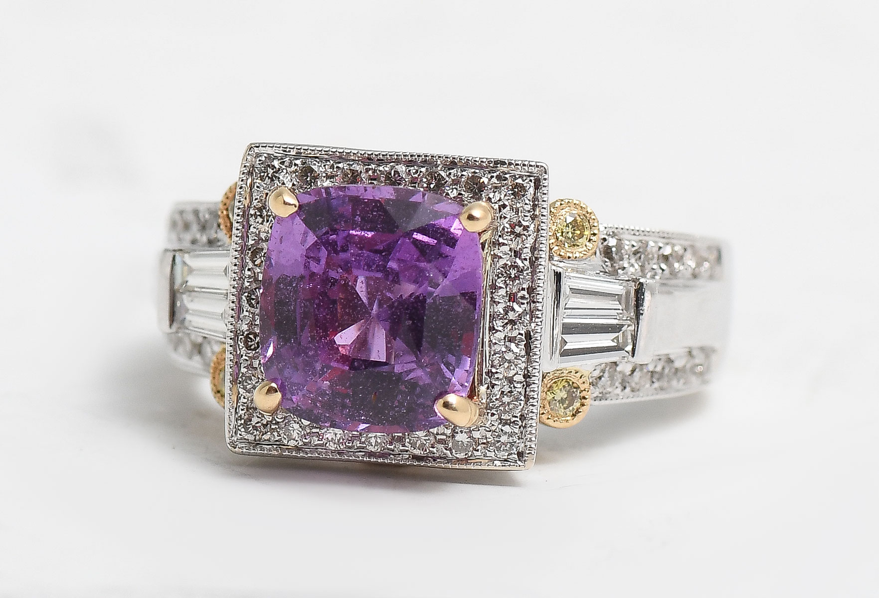 2 TONE 18K PINK SAPPHIRE &