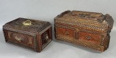 2 TRAMP ART TRINKET BOXES CA.